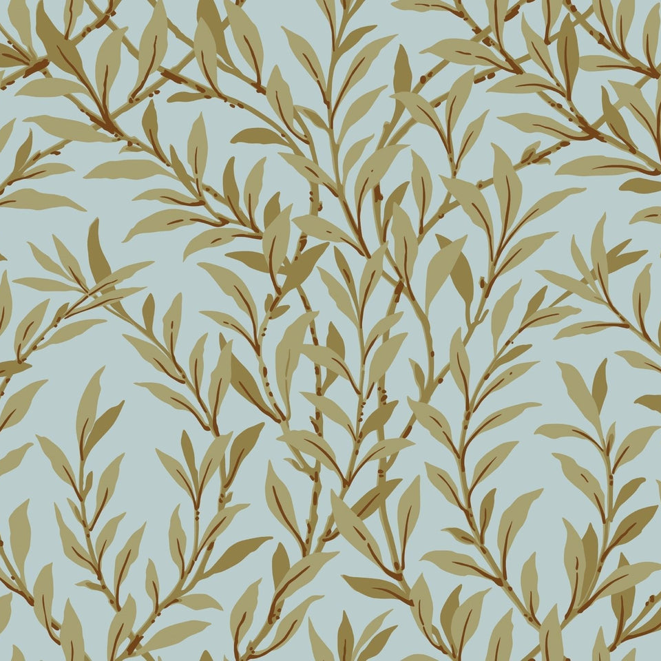 Cole & Son Willow Branch wallpaper in Olive on Teal