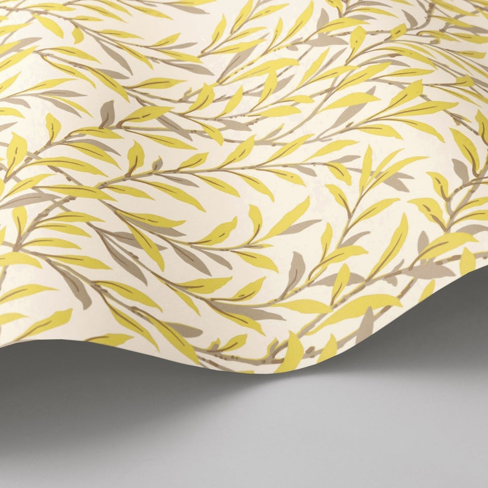 Cole & Son Willow Branch wallpaper in Citrine & Mocha on Stone detail