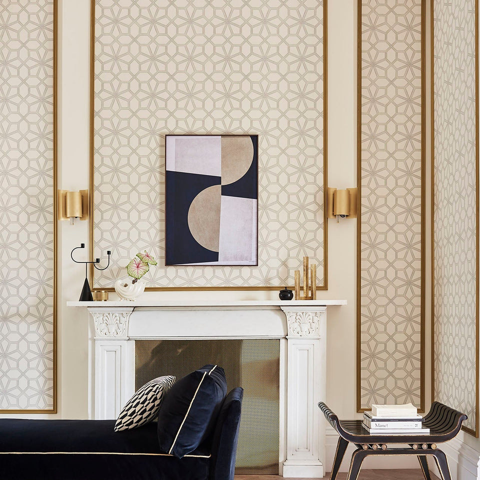 Cole & Son Wolsey Stars wallpaper in Soot on Snow room setting