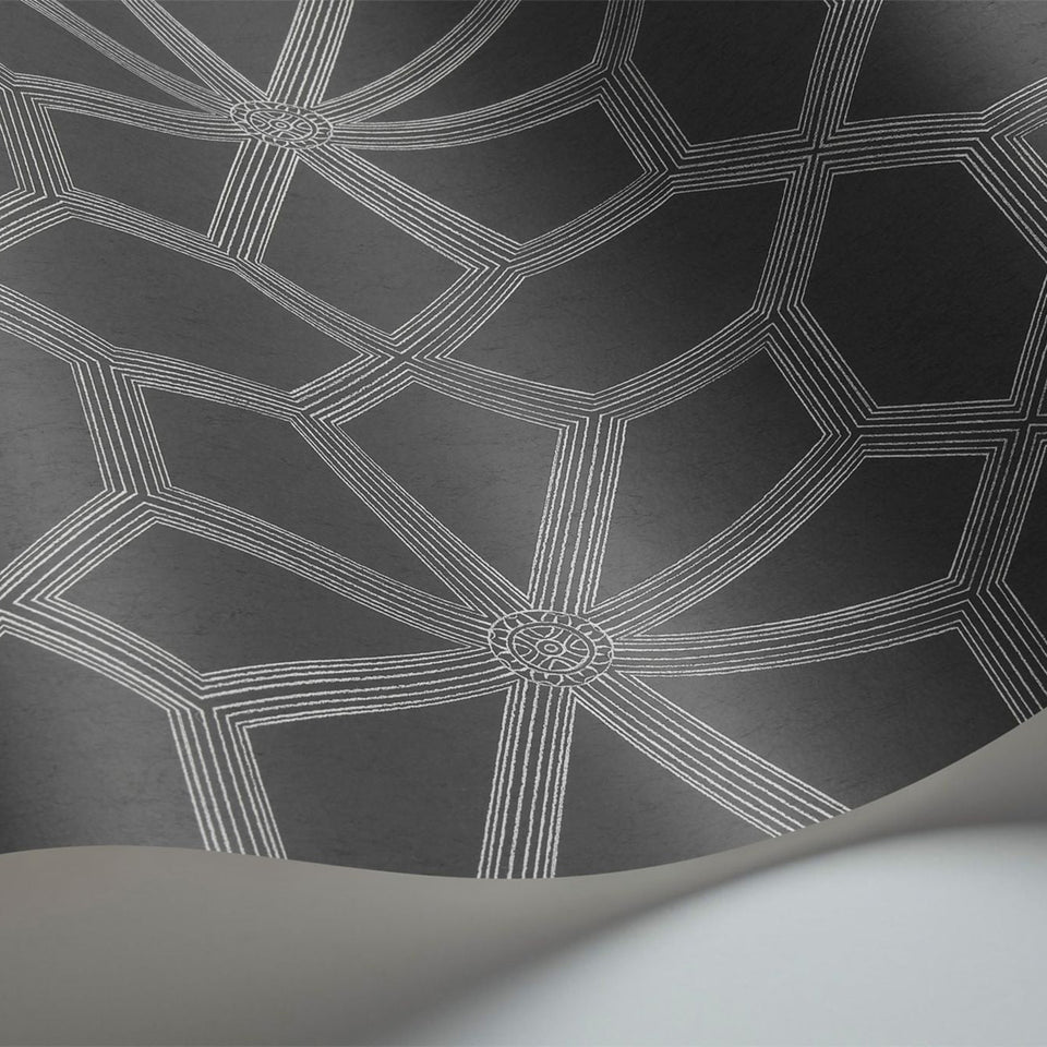 Cole & Son Wolsey Stars wallpaper in Chalk on Charcoal detail