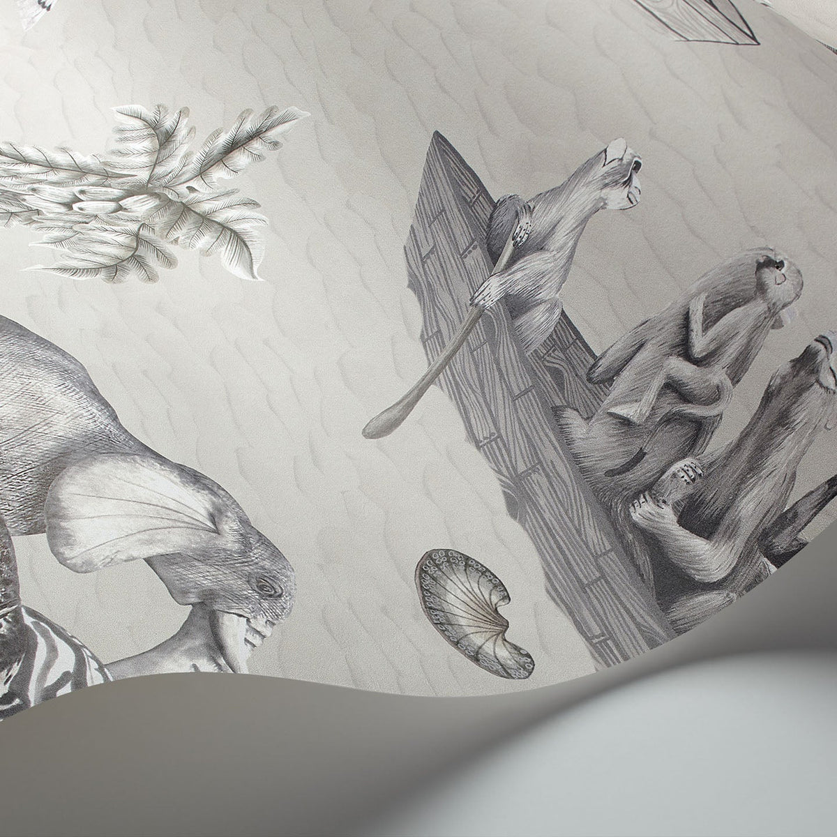 Cole & Son Zambezi wallpaper in Soot on Stone — wallpaper detail