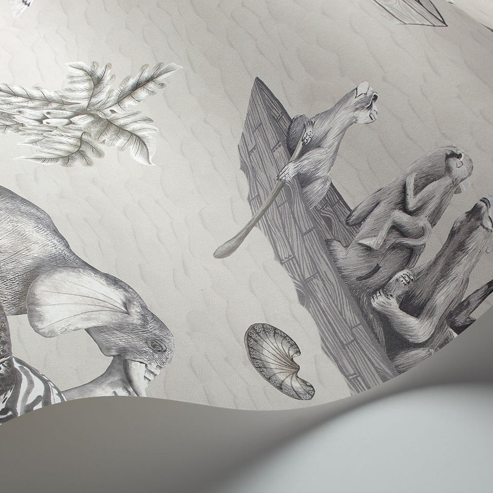 Cole & Son Zambezi wallpaper in Soot on Stone — wallpaper detail