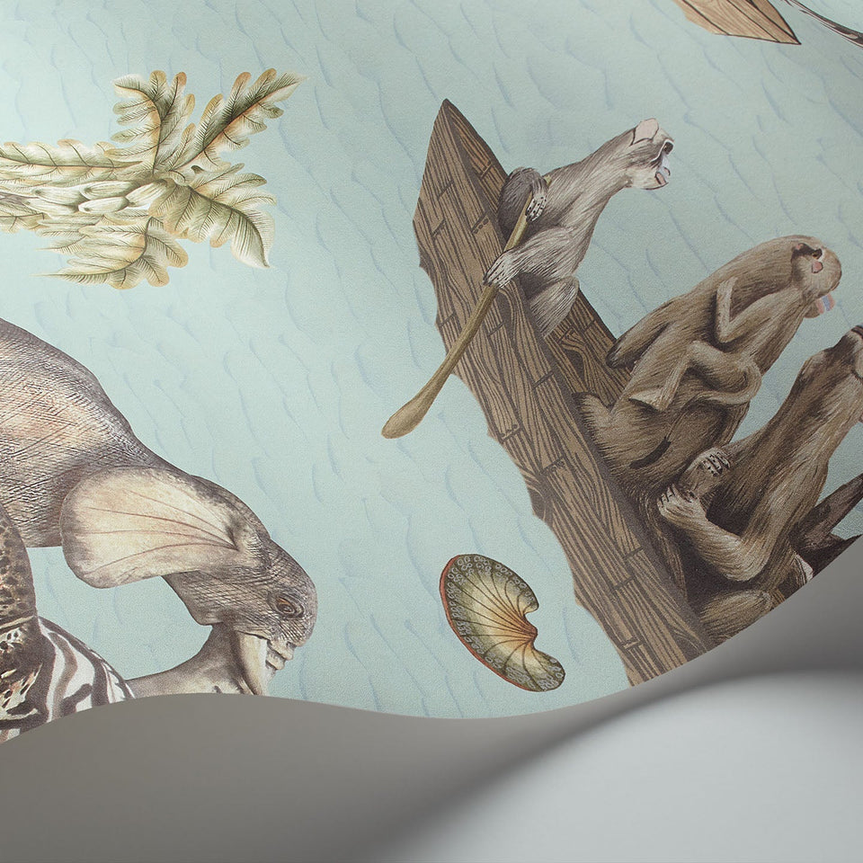 Cole & Son Zambezi wallpaper in Multi on Seafoam — wallpaper detail