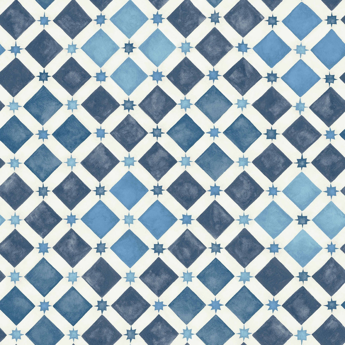 Cole & Son Zellige wallpaper in China Blue & White — pattern detail