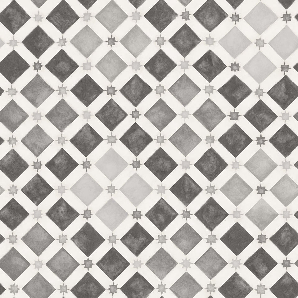 Cole & Son Zellige wallpaper in Soot & Snow — pattern detail