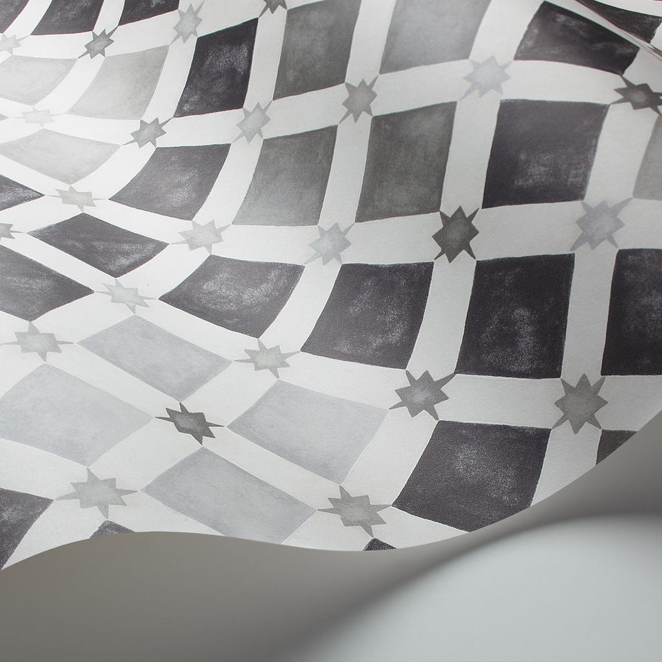 Cole & Son Zellige wallpaper in Soot & Snow — wallpaper detail