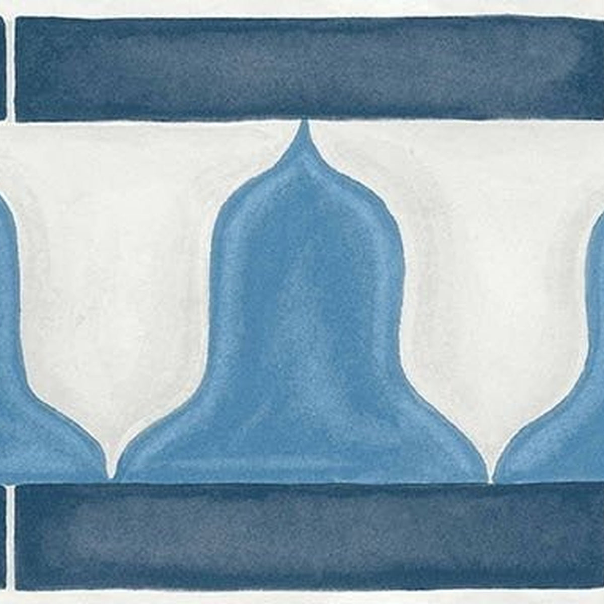 Cole & Son Zellige Border in China Blue & White — pattern detail