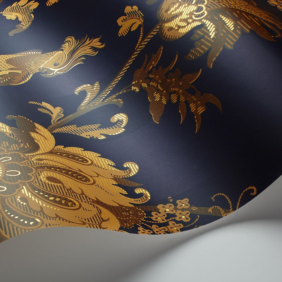 Cole & Son Zerzura wallpaper in Royal Blue & Metallic Gold — wallpaper detail