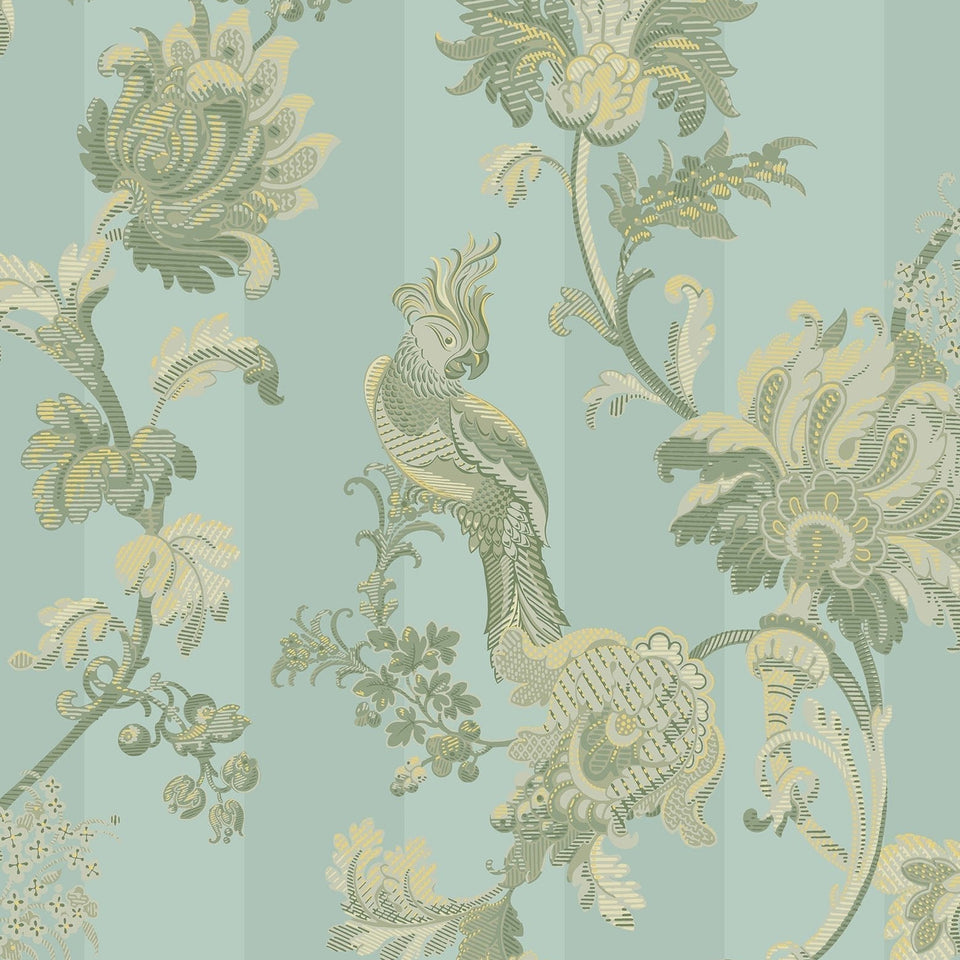 Cole & Son Zerzura wallpaper in Duck Egg & Sage — pattern detail