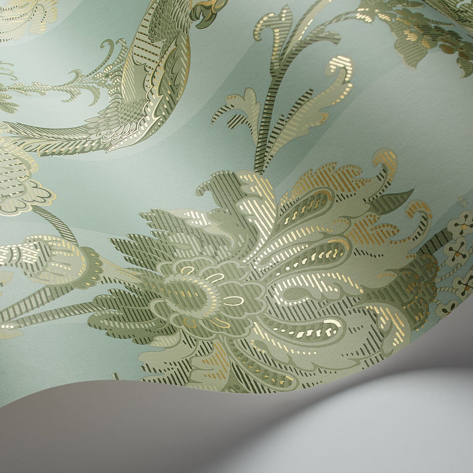 Cole & Son Zerzura wallpaper in Duck Egg & Sage — wallpaper detail