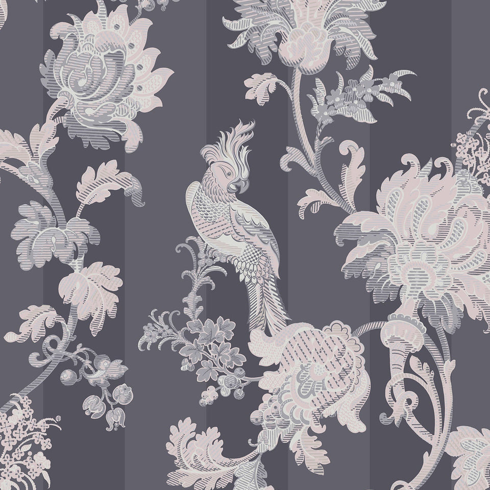 Cole & Son Zerzura wallpaper in Slate Grey & Blush Pink — pattern detail
