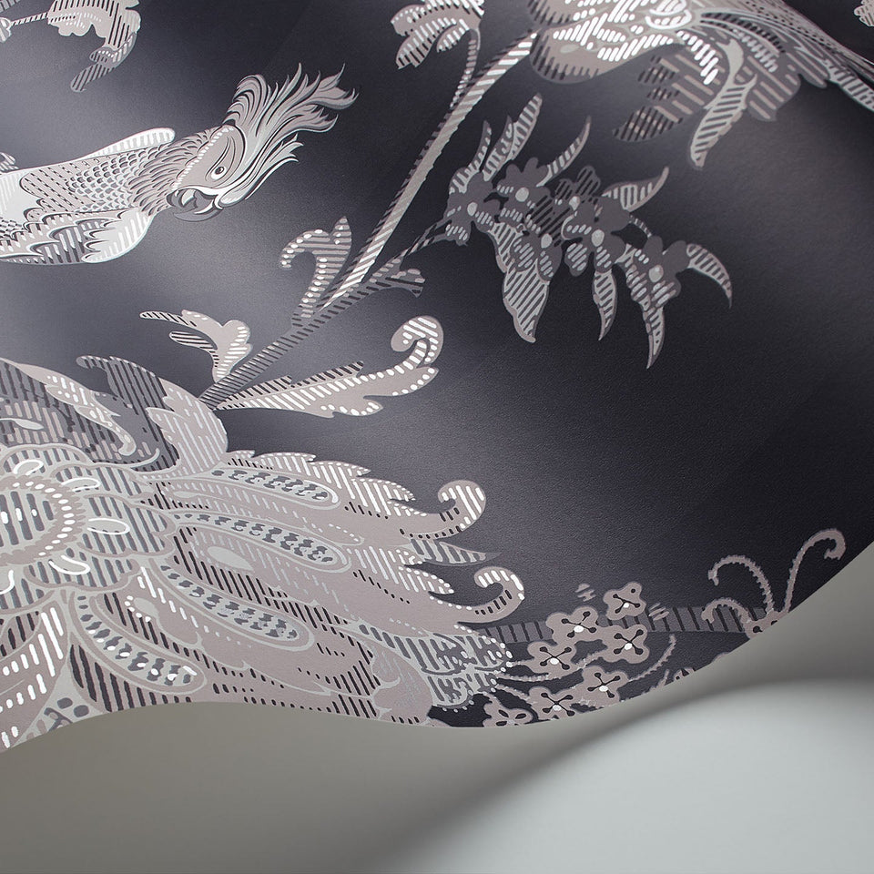 Cole & Son Zerzura wallpaper in Slate Grey & Blush Pink — wallpaper detail