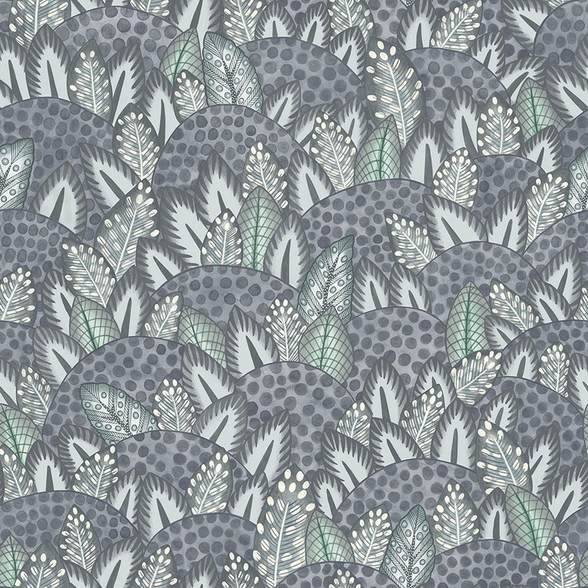 Cole & Son Zulu Terrain wallpaper in Slate & Duck Egg — pattern detail