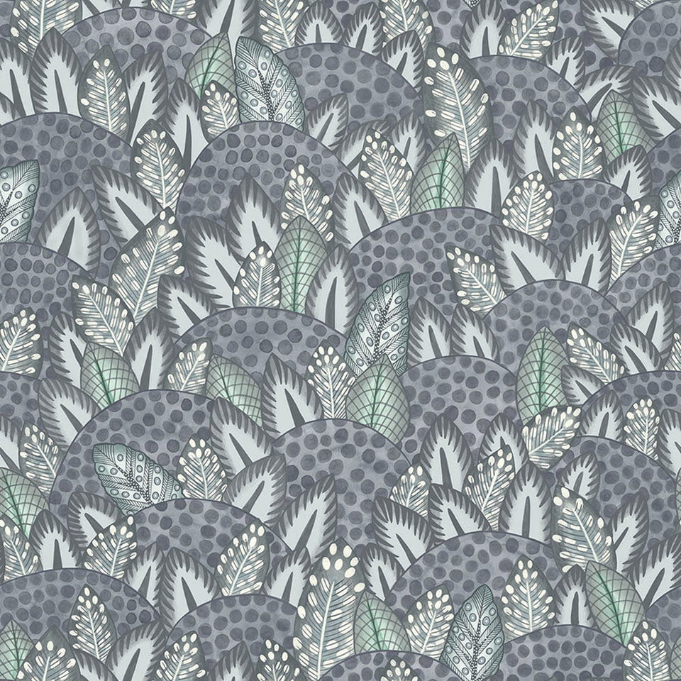 Cole & Son Zulu Terrain wallpaper in Slate & Duck Egg — pattern detail