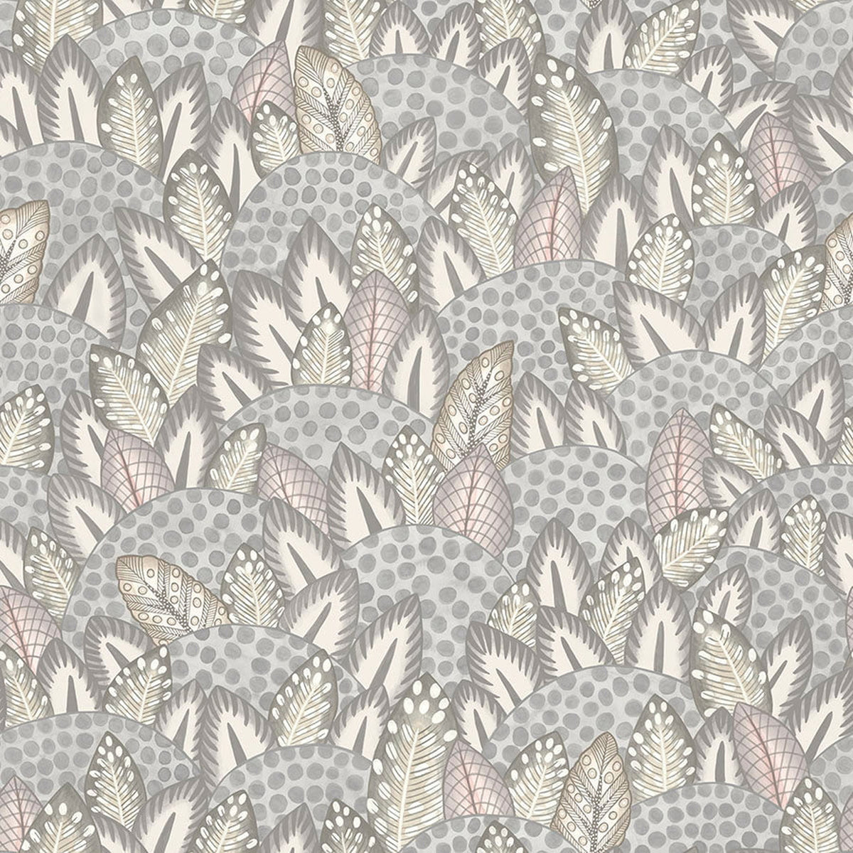 Cole & Son Zulu Terrain wallpaper in Heath Grey & Blush — pattern detail