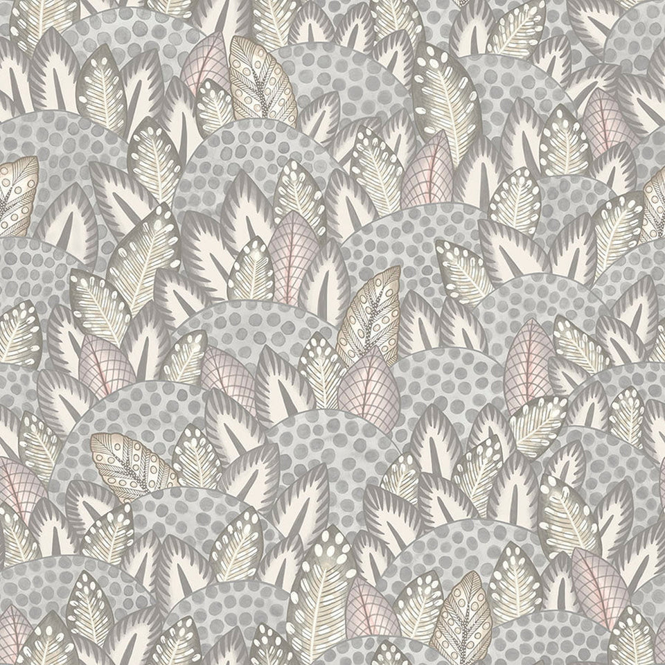 Cole & Son Zulu Terrain wallpaper in Heath Grey & Blush — pattern detail