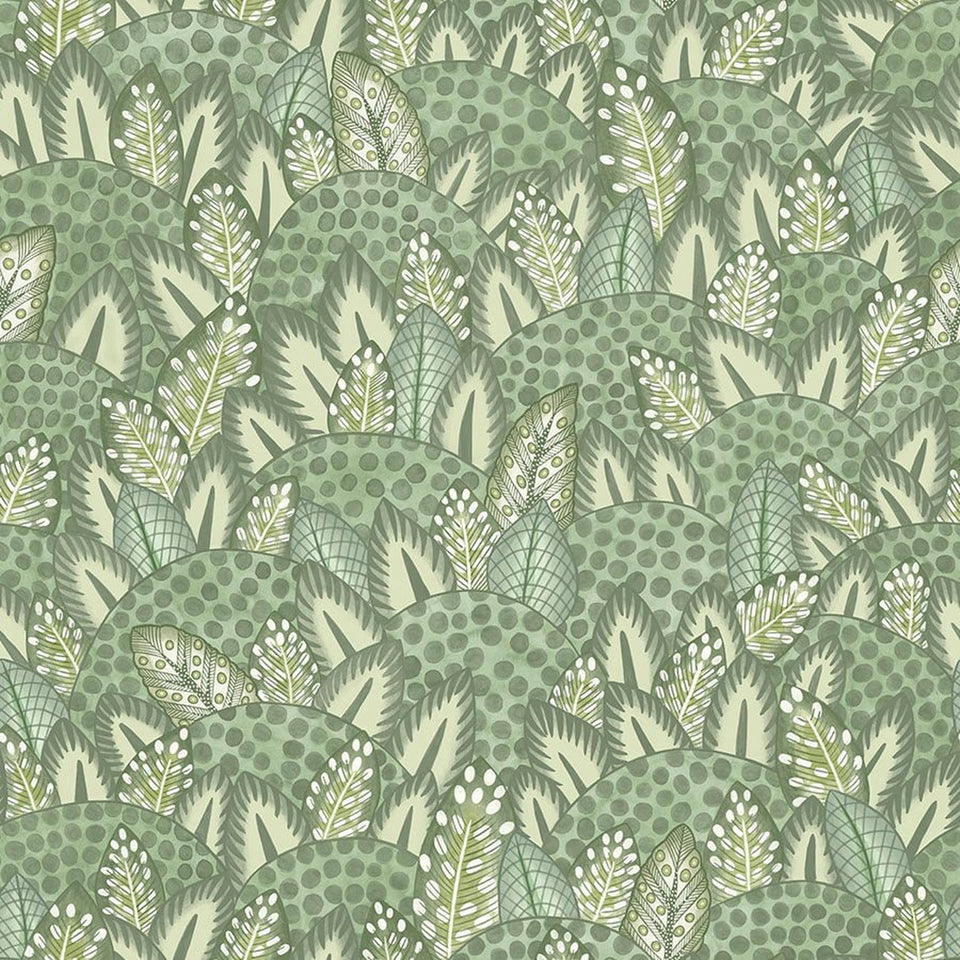 Cole & Son Zulu Terrain wallpaper in Sage & Olive — pattern detail