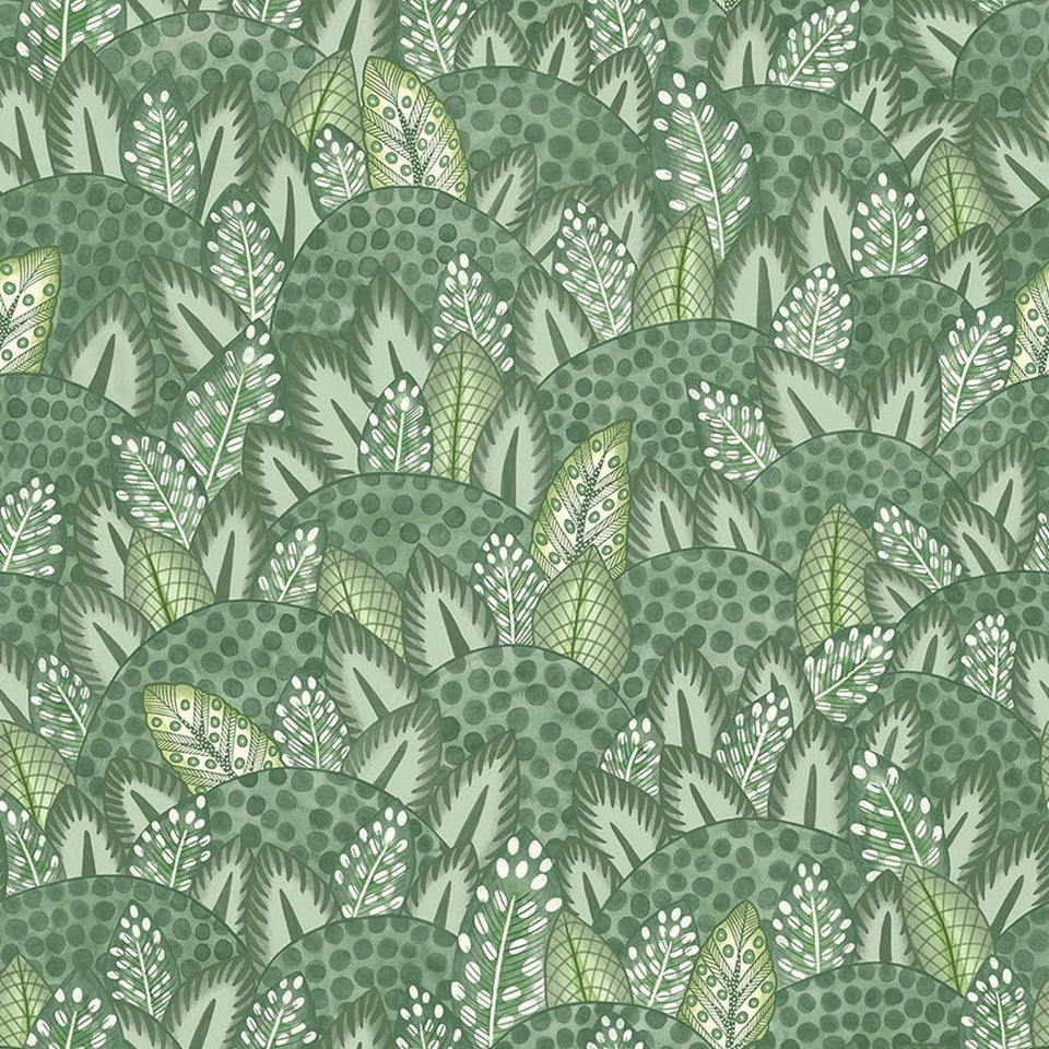 Cole & Son Zulu Terrain wallpaper in Forest Green & Olive Green — pattern detail