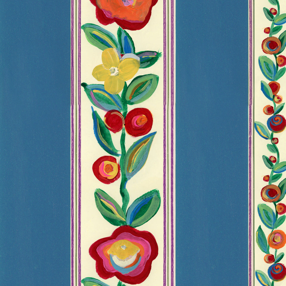 DAINTY FLOWERING Azure wallpaper by MINDTHEGAP, full pattern detail.