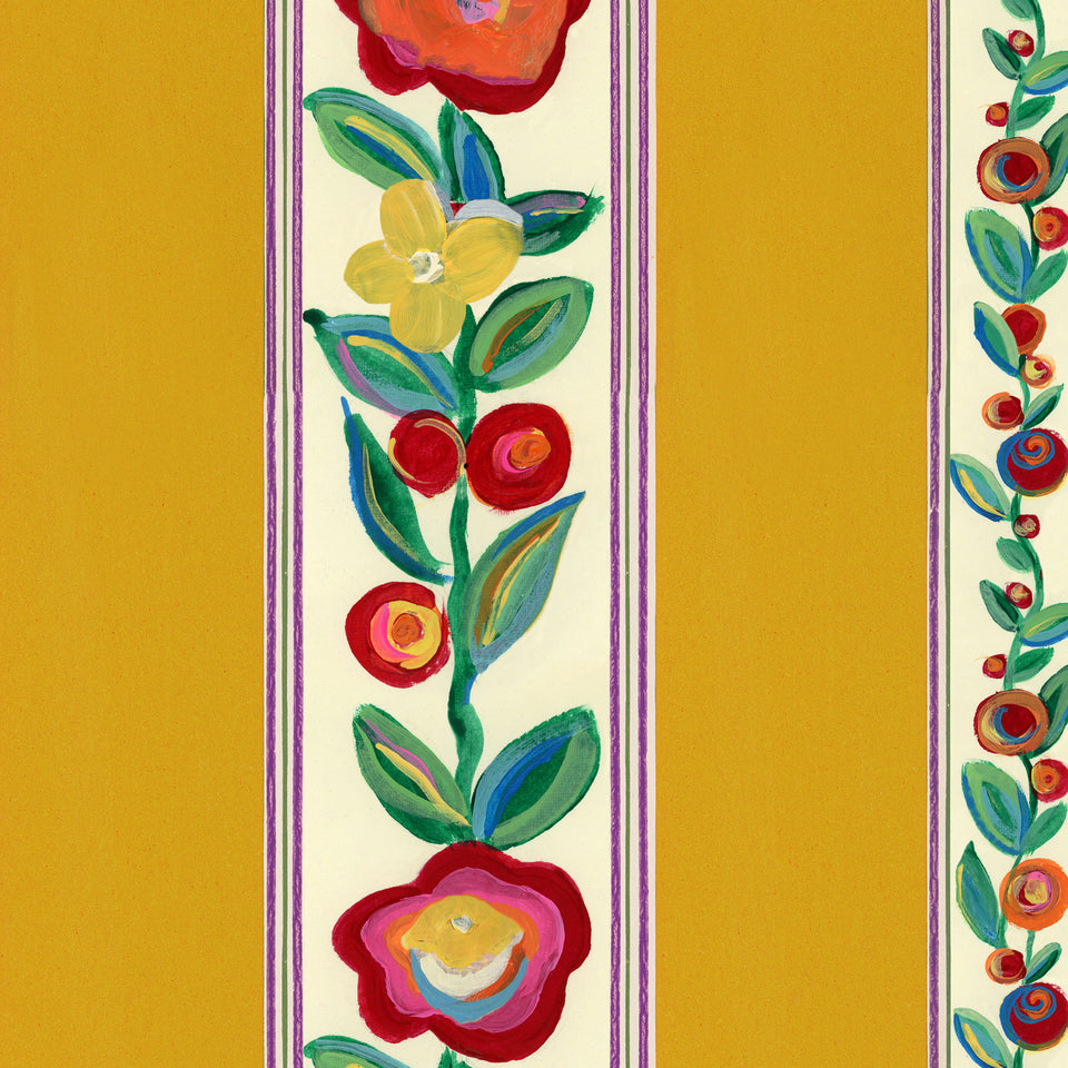 DAINTY FLOWERING Golden wallpaper by MINDTHEGAP, full pattern detail.