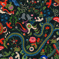 DRAGON FLOWER Black wallpaper by MINDTHEGAP, full pattern detail.
