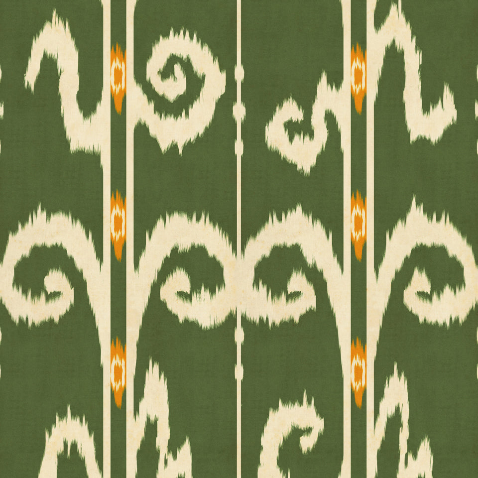 ELYSIA IKAT Fern wallpaper by MINDTHEGAP, full pattern detail.