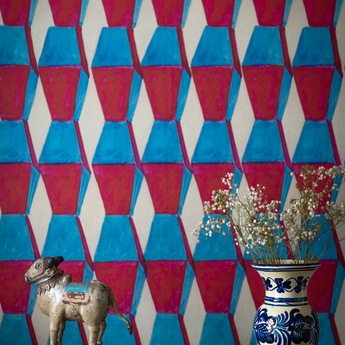 Endless Celestial wallpaper by MINDTHEGAP, close-up in a styled interior.