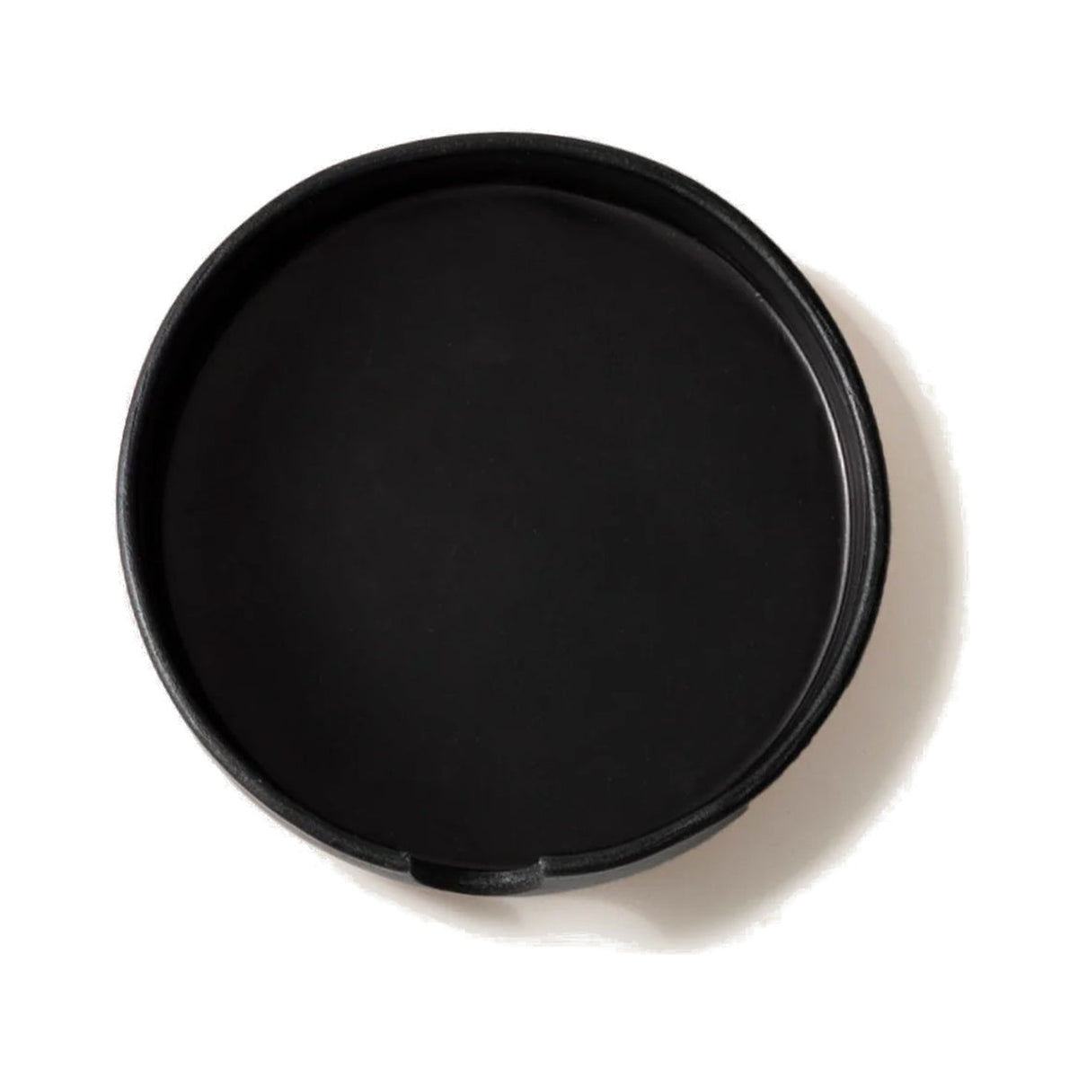 Graf Lantz Black Kobon round leather tray viewed from above
