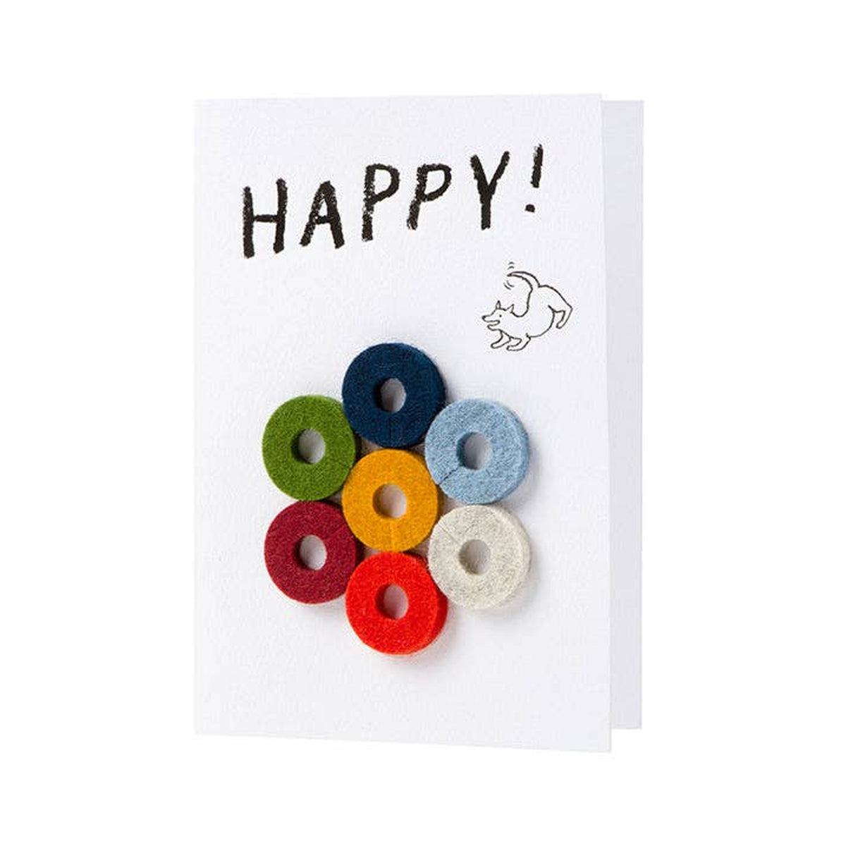 Graf Lantz Happy Wine-Ote’s felt wine marker card viewed at an angle