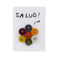 Graf Lantz Salud Wine-Ote’s card with seven felt wine markers in the Fiesta palette