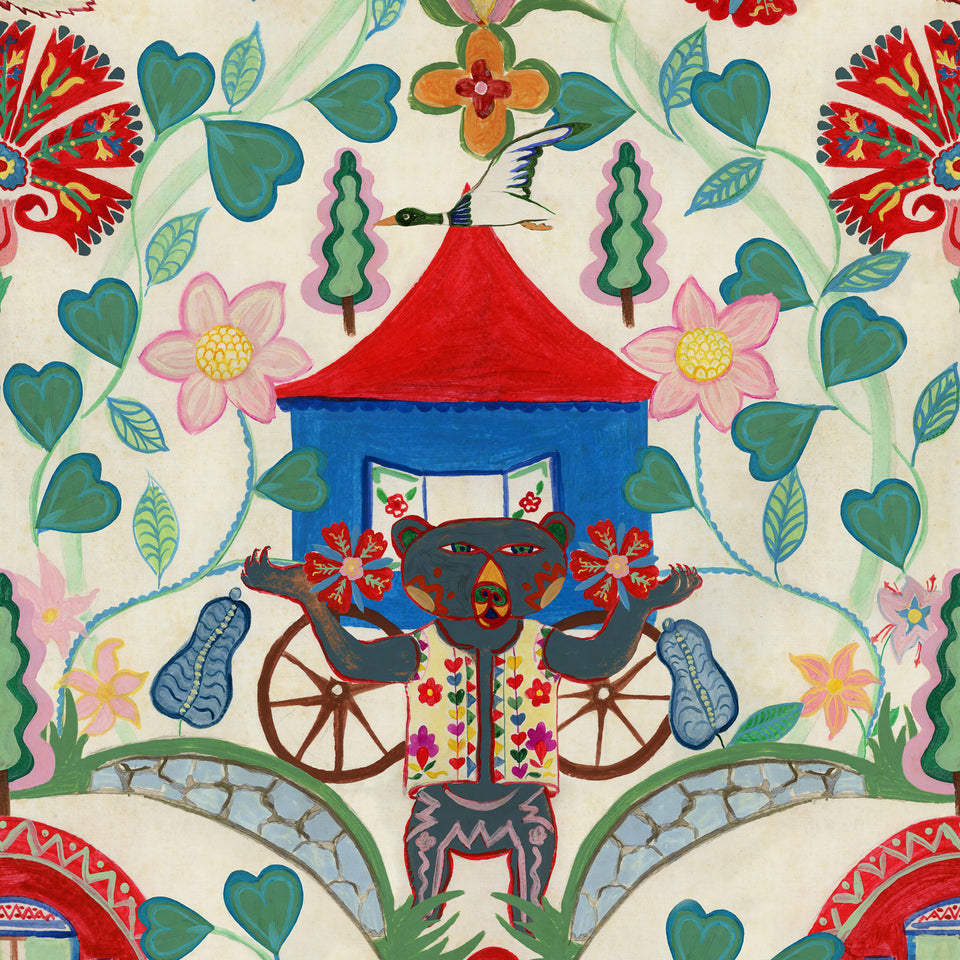 GYPSY FAIRYTALE Cream wallpaper by MINDTHEGAP, full pattern detail.