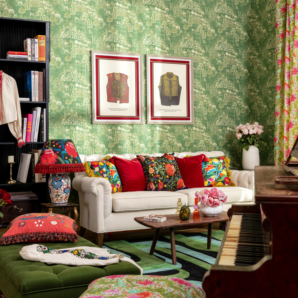 Haverzhakan Zephyr wallpaper by MINDTHEGAP, shown in a furnished interior.