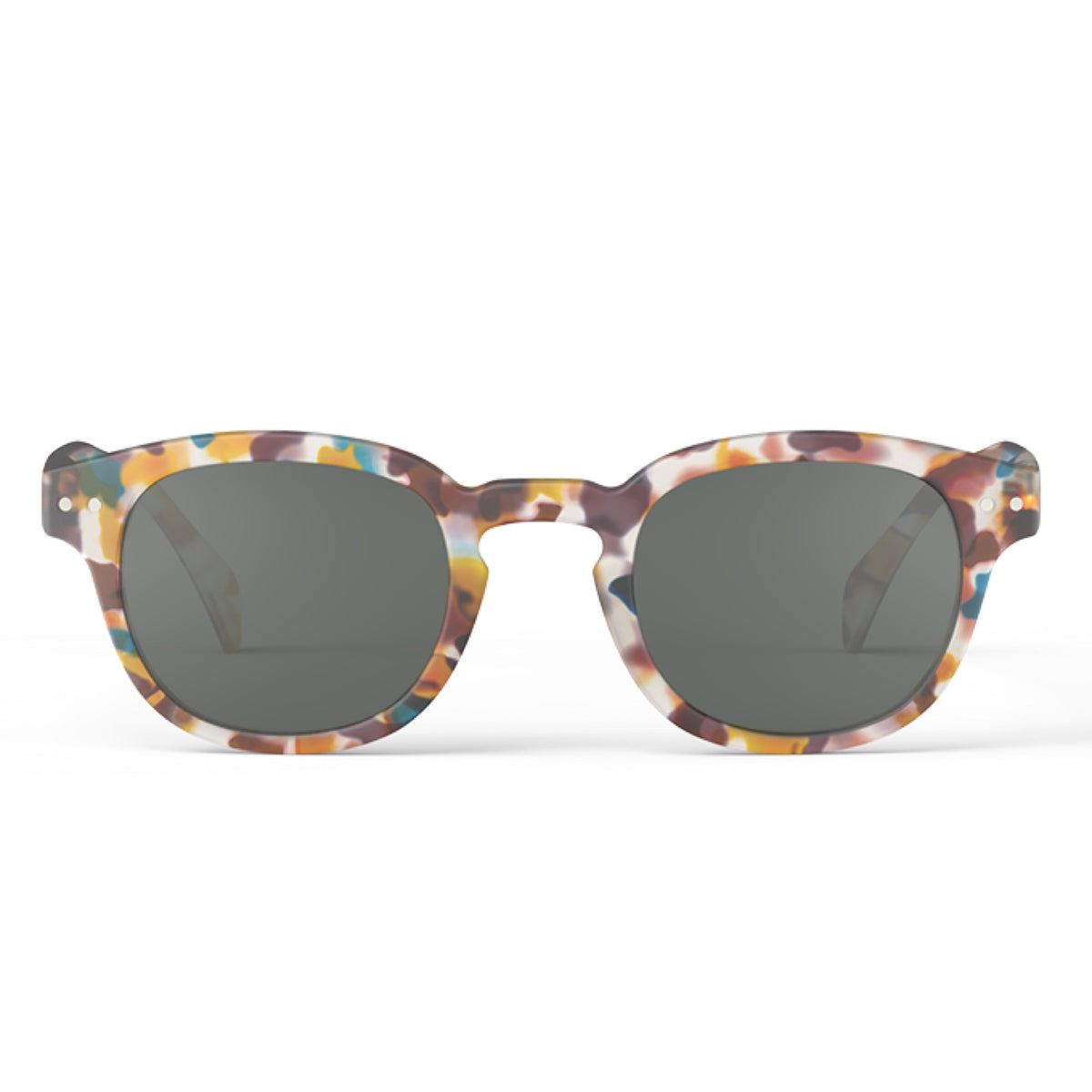 Front view of IZIPIZI #C Sunglass Readers in Blue Tortoise