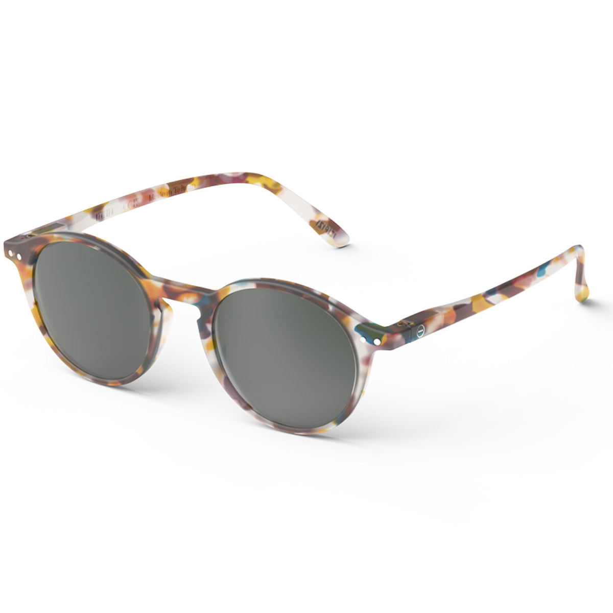 Angled view of IZIPIZI #D Sunglass Readers in Blue Tortoise