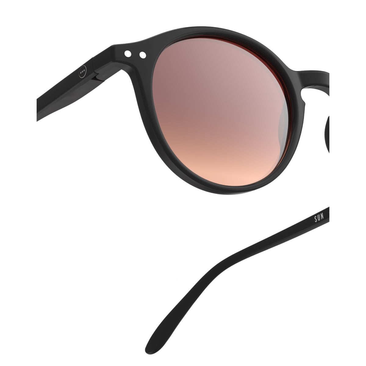 Frame and lens detail of IZIPIZI #D Polarized Sunglasses in Black Road