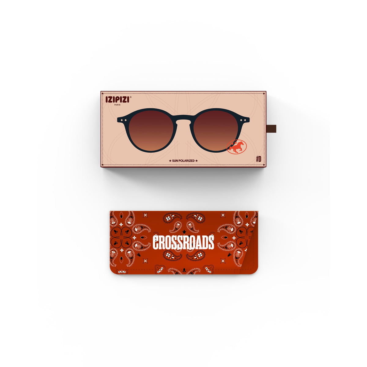IZIPIZI #D Polarized Sunglasses in Black Road with pouch or case and packaging
