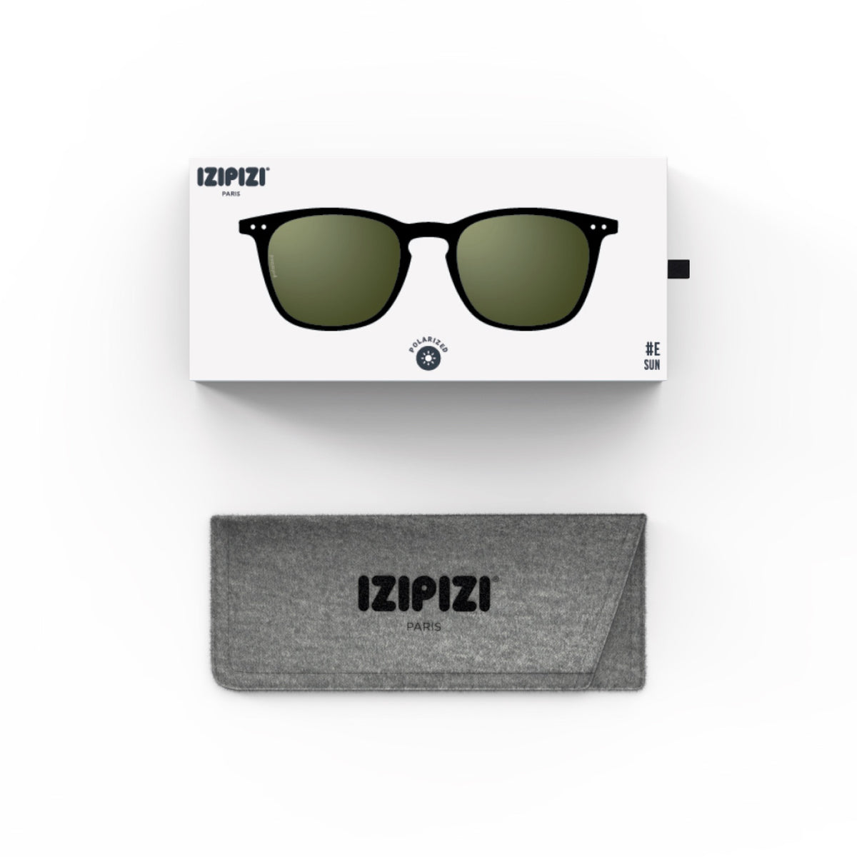 IZIPIZI #E Polarized Sunglasses – Black with packaging