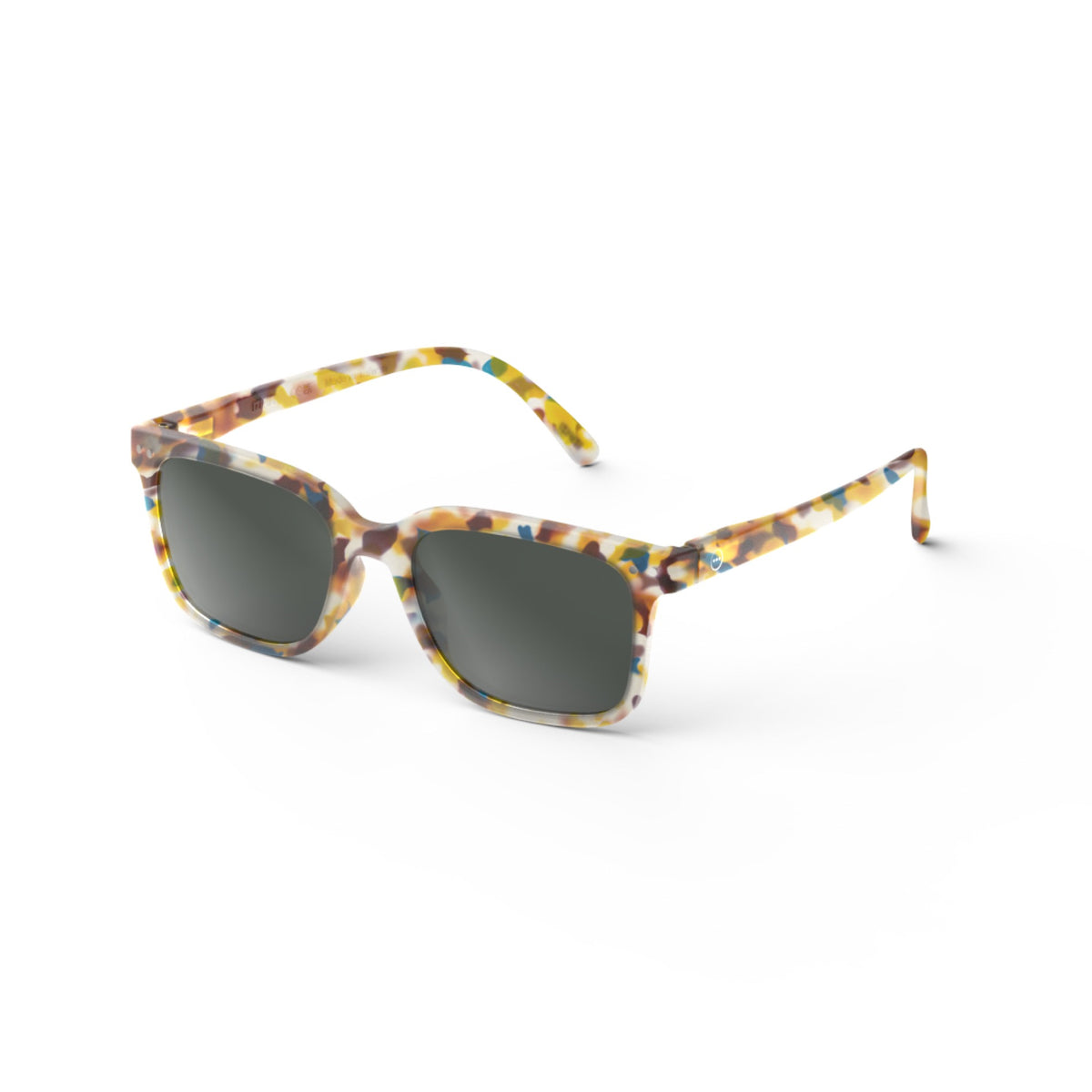 Angled view of IZIPIZI #L Sunglasses in Blue Tortoise