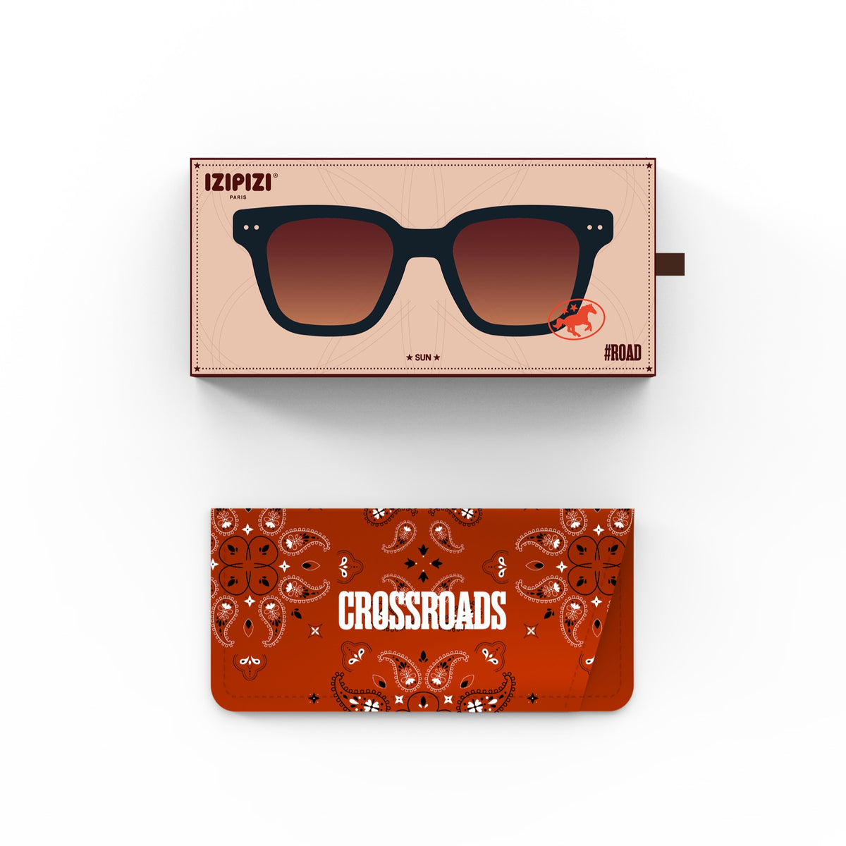IZIPIZI #ROAD Sunglasses in Black Road with pouch or case and packaging