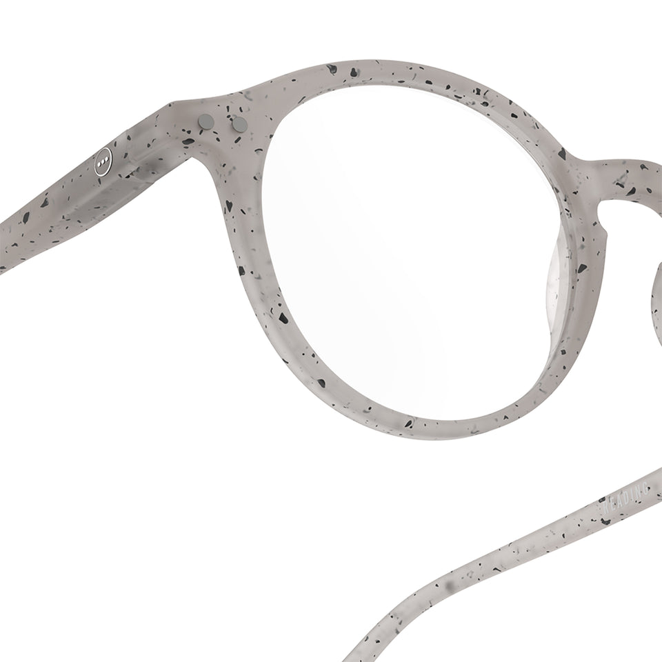 a pair of terrazzo speckled beige off white reading glasses from izipizi France