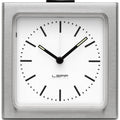 LEFF Amsterdam Block Alarm Clock in stainless steel with white index dial