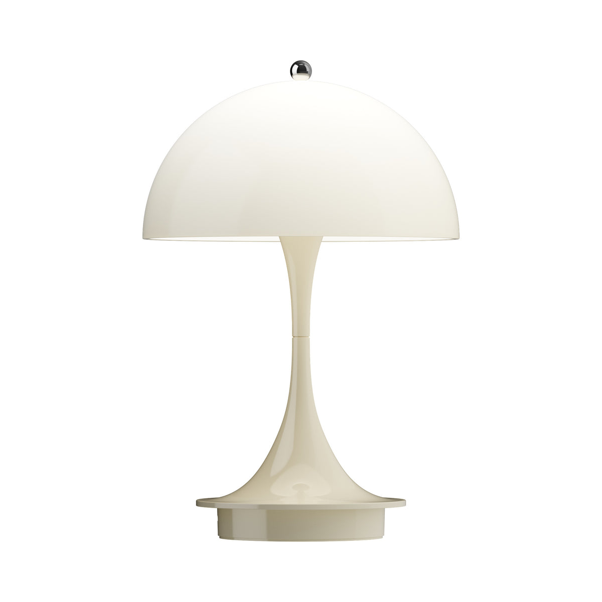 Louis Poulsen Panthella 160 Portable lamp in Opal Beige, front view.