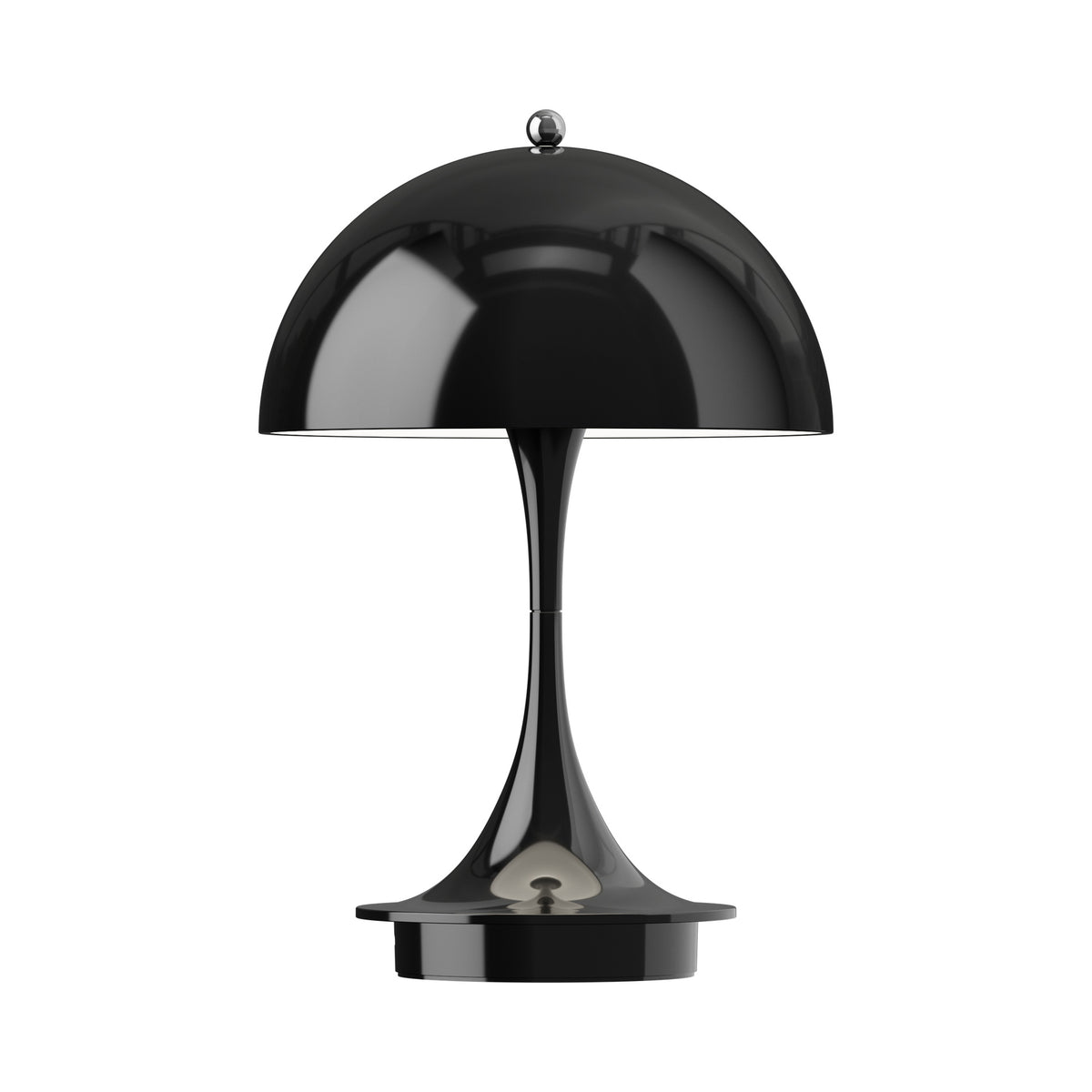 Louis Poulsen Panthella 160 Portable lamp in opaque black, front view.