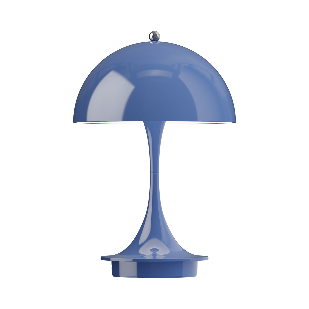 Louis Poulsen Panthella 160 Portable lamp in Opaque Indigo Blue, front view.