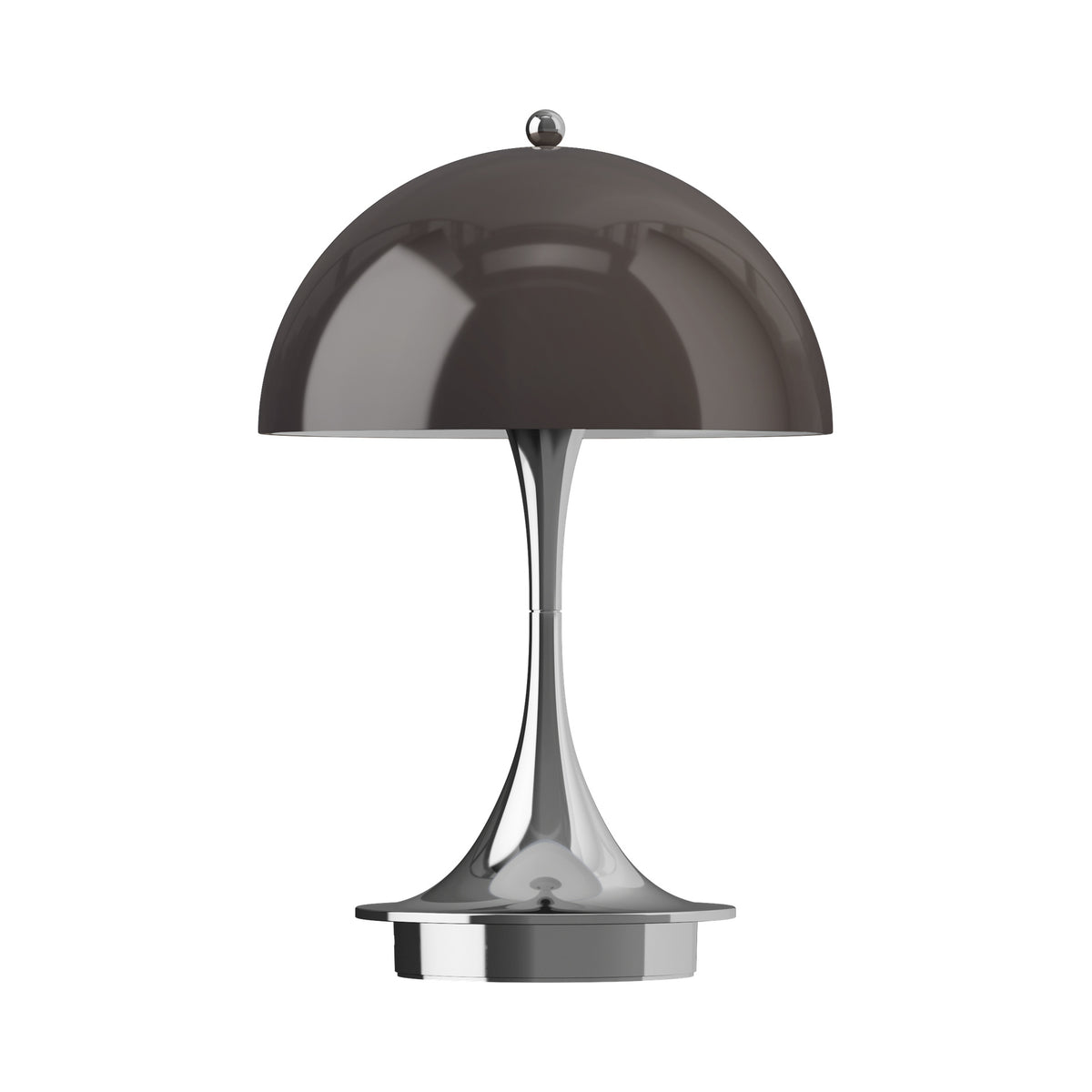 Louis Poulsen Panthella 160 Portable lamp in Original Opal Brown, front view.