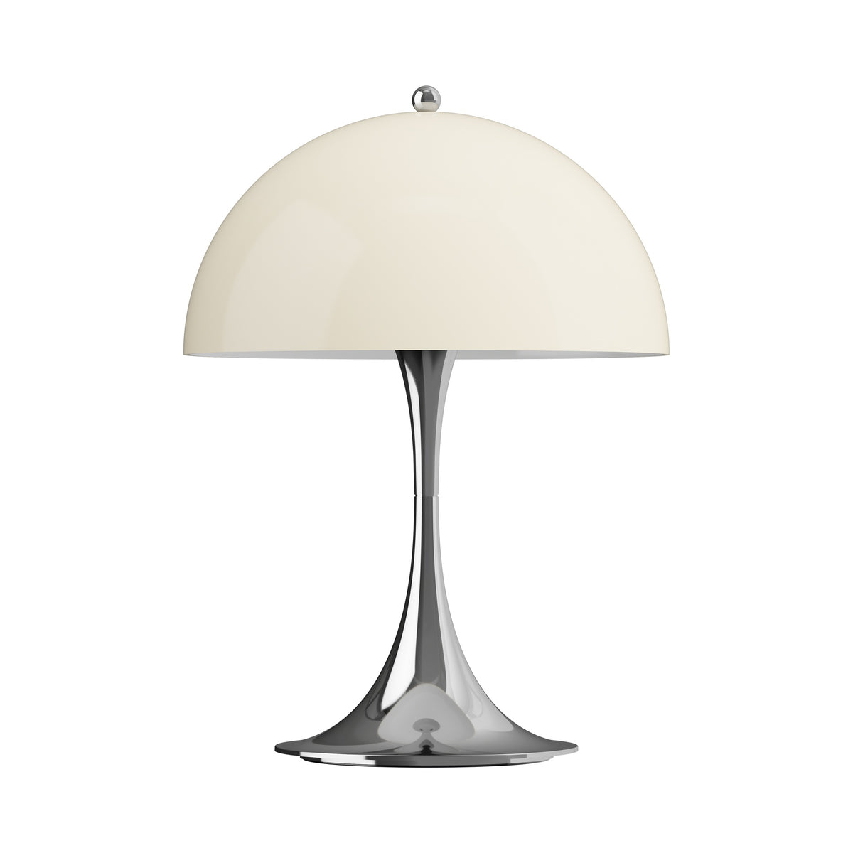 Panthella 250 Portable Lamp in Chrome Opal Beige, centered on white.