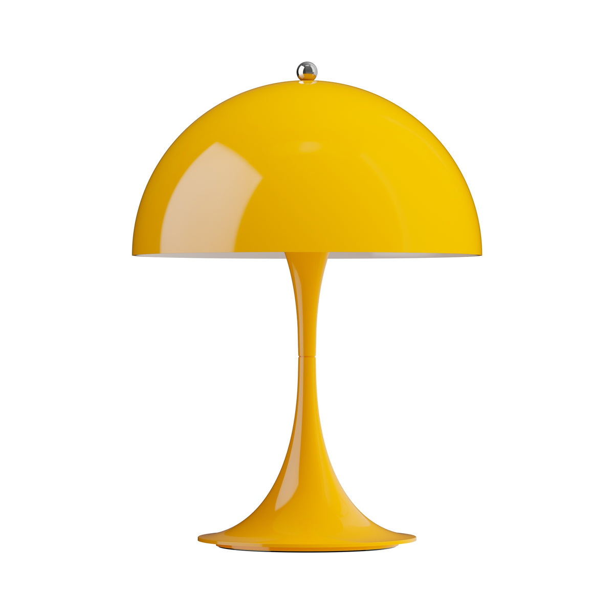 Panthella 250 Portable Lamp in Opaque Yellow, centered on white.
