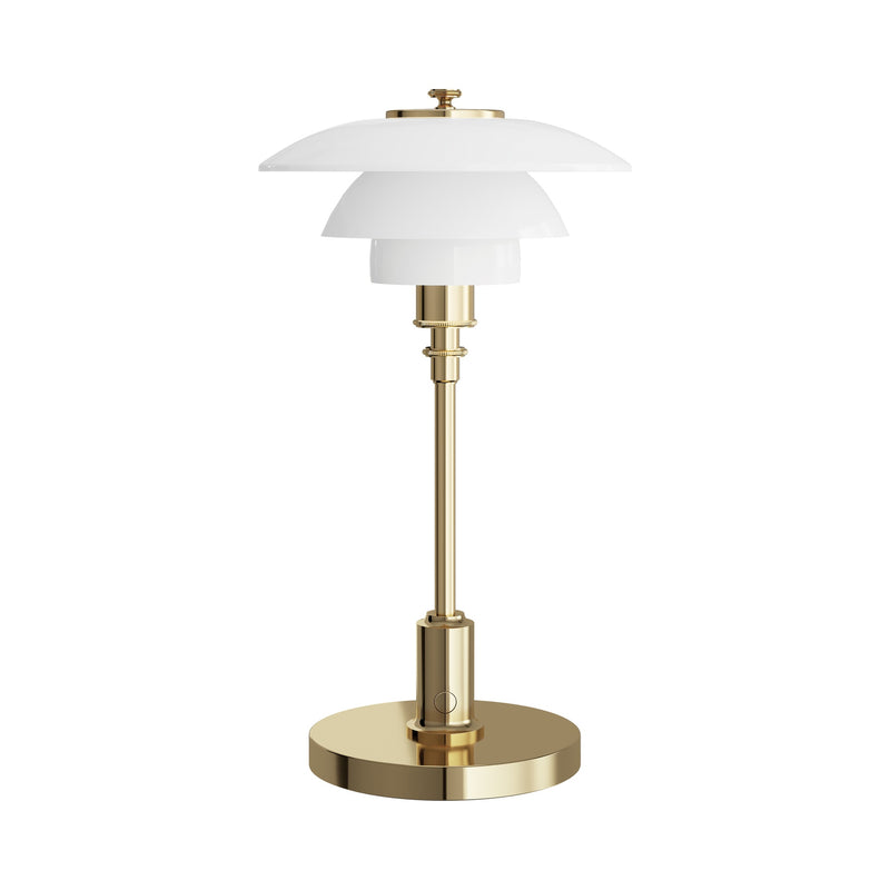 Brass PH 1/1 Portable Lamp switched off, centered on white.