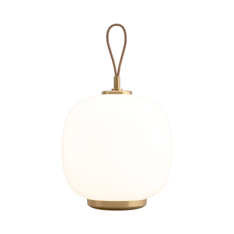 White Opal VL45 Portable Lamp at full brightness, on a white background.