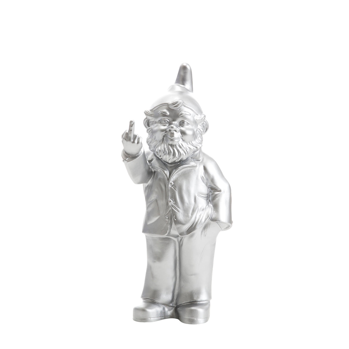 Silver Activist Gnome sculpture by Ottmar Hörl